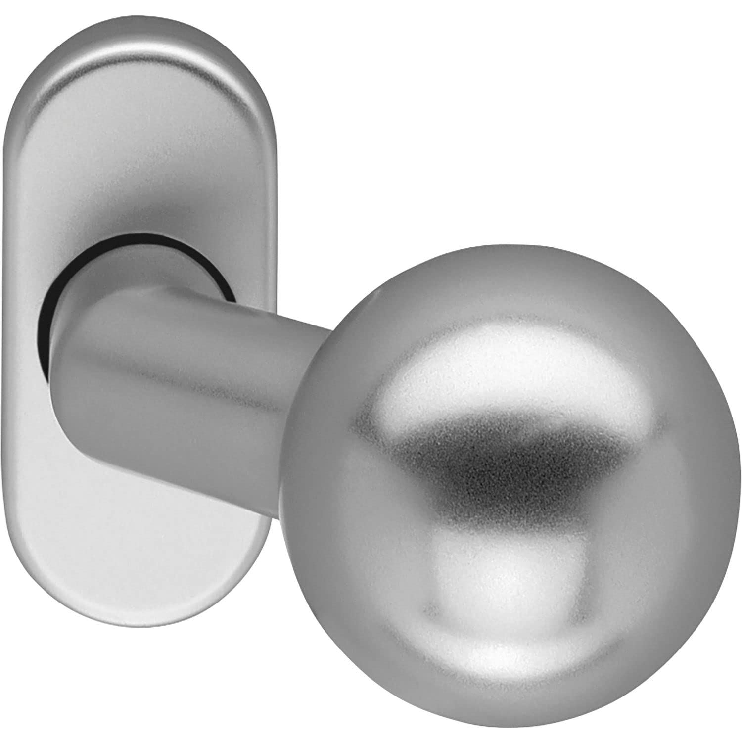 ECO K160 Fire Rated Door Knob (Door Knob) on Rose Door Handle for Fire Rated Doors Aluminium Silver Anodised