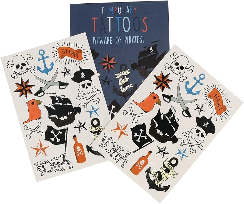 Rex London Beware of Pirates Temporary Tattoos - 2 Sheets Party Fun