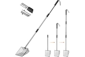 PETOCAT Cat Litter Scoop 43 inch Metal Litter Scooper with Stainless Steel Long Handle, Upgraded Large Kitty Box Scooper Heavy Duty Deep Shovel for Fast Sifting, Dog Waste Scooops for Outside Pet Poop