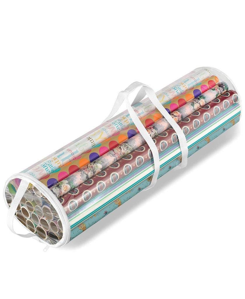 ALAYSTAR Premium Clear Wrap Wrapping Storage Bag Organiser – Space Efficient Strong Durable Xmas Cylinder Wrapping Paper Storage Bag
