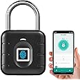 Fingerprint Padlock - Fingerprint Lock with App, Combination Locks Gym Locker Lock with Keyless Biometric, Outdoor Smart Padlock Waterproof Suitable for Locker Gates Fence Storage Pool Shed (Black)
