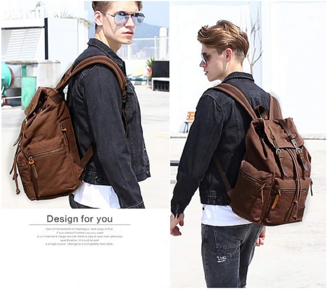 School College Rucksack, Casual Leather Backpack,Vintage Canvas Rucksack - Image 4