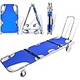 JJFFTAO，Rescue Stretcher，Medical Stretcher，Aluminum 4-Wheel Foldable Stretcher Trolley with Drawbar，Gurney Stretcher can Hold 350 lbs，Used in fire Rescue, Fitness venues, Hospitals, etc