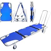 JJFFTAO，Rescue Stretcher，Medical Stretcher，Aluminum 4-Wheel Foldable Stretcher Trolley with Drawbar，Gurney Stretcher can Hold 350 lbs，Used in fire Rescue, Fitness venues, Hospitals, etc