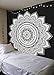 Labhanshi Black White Mandala Tapestry, Indian Hippie Wall Hanging, Bohemian Queen Wall Hanging, Bedspread Beach Tapestry 82x92 inch