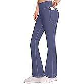 AENLLEY Girls Stretchy Flare Yoga Pants with Pockets - High Waisted Wide Leg Activewear Leggings for Kids