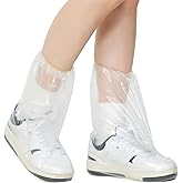 VRSHMB 20 Pcs Disposable Waterproof Shoe Covers for Rain, Clear Durable Non-Slip Plastic Rain Shoe Covers for Adults & Kids, Perfect for Water Parks, Travel and Outdoor Activities (Clear, adults)