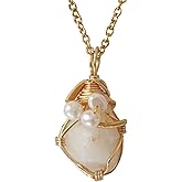 Women's Birthstone & Pearl Statement Crystal Necklace - Gold Plated