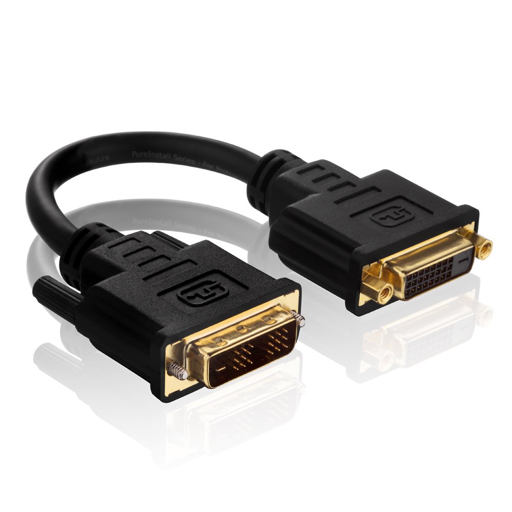 PureLink PI070 PureInstall Series DVI/DVI Adaptor DVI-D Male 18+1 to DVI-D Female 24+1 Certified High Speed 0.1 m