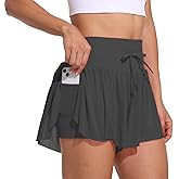 Blaosn Flowy Running Shorts for Women Workout Athletic Gym Yoga Mesh Sweat Skorts High Waisted with Pockets Casual Summer