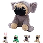 CASAGOOD Cute Pug Stuffed Animal Cosplay as Gray Elephant Plush Toys Soft Dog Toy in Elephant Costume Great Plushies Toys Pug Dog Stuffed Puppy Animals for Kids 12 Inch