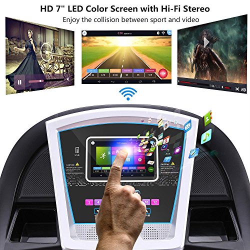 3.0HP Folding Electric Exercise & Fitness Treadmill with Heart Rate Monitor for Home, Gym (US Plug)