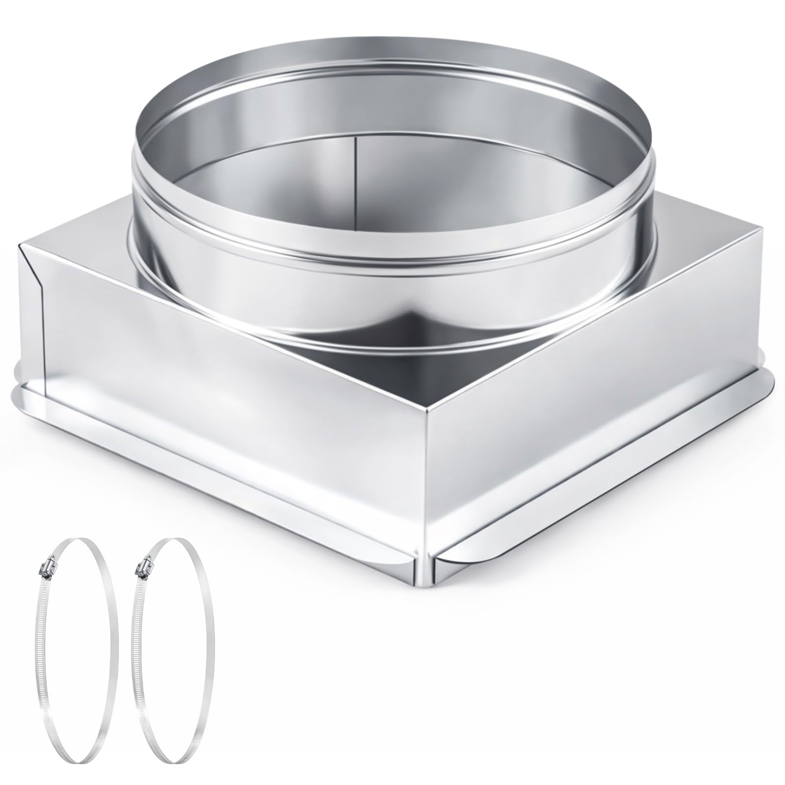Photo 1 of Otoolling 12" x 12" Ceiling Box HVAC Ceiling Register Box, W/ 12" Round Collar, 22# Galvanized Steel Vent Boxes for Connects Register Vent and Diffuser HVAC, Includes 2 Hose Clamps