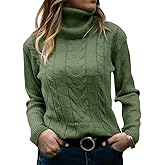 Langwyqu Womens' Turtleneck Long Sleeve Cable Knit Sweaters