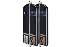 Zilink Long Garment Bags for Dresses Coat Bags for Travel and Storage 60 inches Gusseted Suit Cover Protector for with 2 Large Mesh Pockets and 2 Carry Handles for Suit Coat, Dress, Tuxedos Set of 2