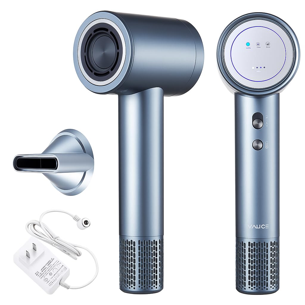 Photo 1 of YALICE Cordless Hair Dryer Rechargeable with Digital Screen, 15000mAh Travel Hair Dryer with Magnetic Nozzle, 4 Mode Portable Hair Blow Dryers for Women Kids Outdoor Camping Beaches (Silver)