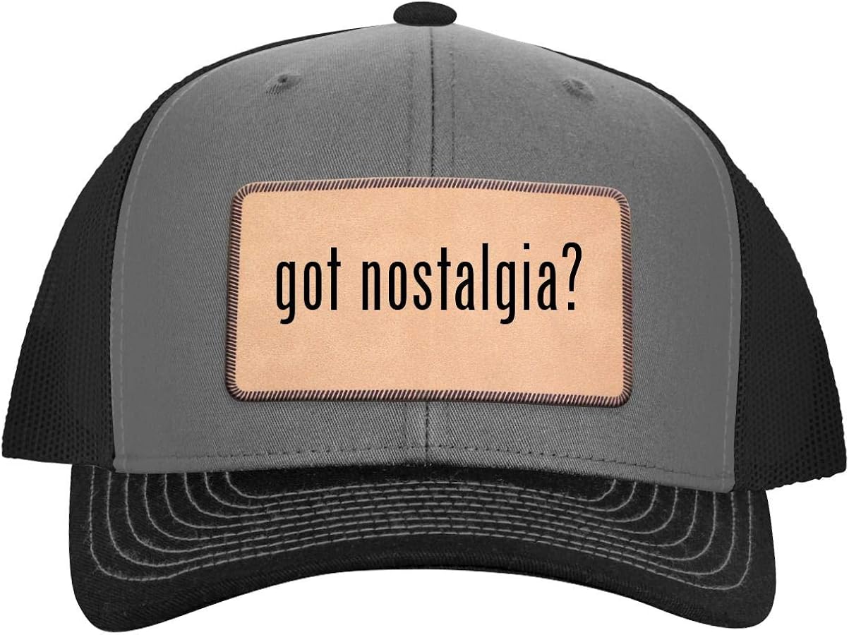 got Nostalgia? - Leather Light Brown Patch Engraved Trucker Hat