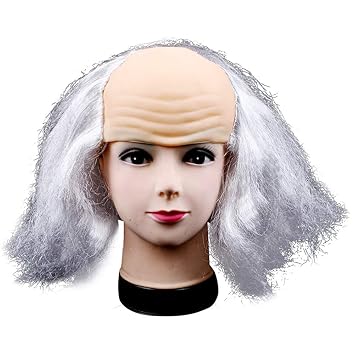 Halloween Bald Cap Balding Wig Caps Hats Old Man Wig Headwear With