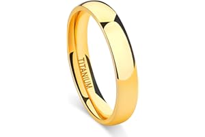 TIGRADE Titanium Ring 2mm 4mm 6mm 8mm 18k Gold Plated Wedding Band in Comfort Fit Dome Polished for Men Women Size 3-14