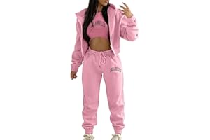 SUMENSUMEN Sweatpants and Sweatshirt Set for Women, Casual Outfit Athletic Suit Set Hooded Tracksuit 3 Piece Jogger Sweatsuit