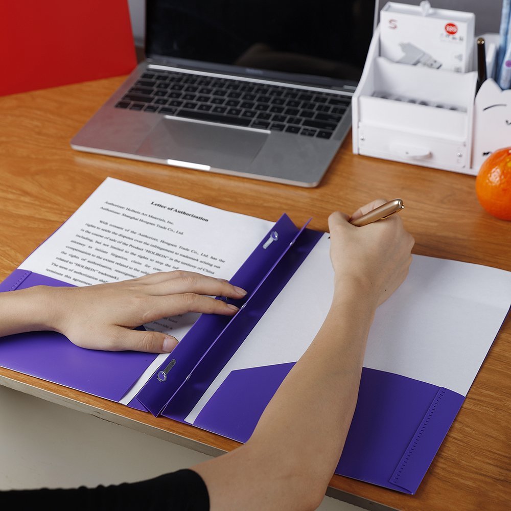 Plastic Folders with Pockets and Prongs 6PCS Heavy Duty Plastic Folders with Pockets Letter Size Assorted Colors for School Work and Home File Folder