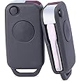 Keymall keyless Entry Remote car Key fob Shell Case 1 Button for Benz C E ML S HU64 Blank Blade