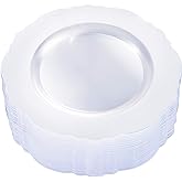 WDF 60pcs Clear Plastic Plates Disposable - 10.25inch Clear Dinner Plates Baroque Disposable Plates for Holiday Gathering, Wedding, Party