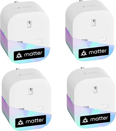 Meross Matter Smart Plug Mini with Energy Monitoring 4 Pack 13A