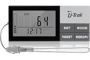 U-Trak 3D Pedometer - Simple Step Counter with Lanyard, Accurate Step Tracker with 7 Days Memory, Walking Distance, Exercise Time, Calorie Counter for Men, Women, Kids & Seniors