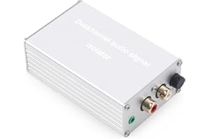 XIVIP Audio Hum Eliminator Ground Loop Noise Isolator Compatible with RCA Interface with Noise Switch, Dual Channel Gold Coating Aluminum Shell Noise Filter for HiFi Stereo Home Theater Car Audio (Silver)