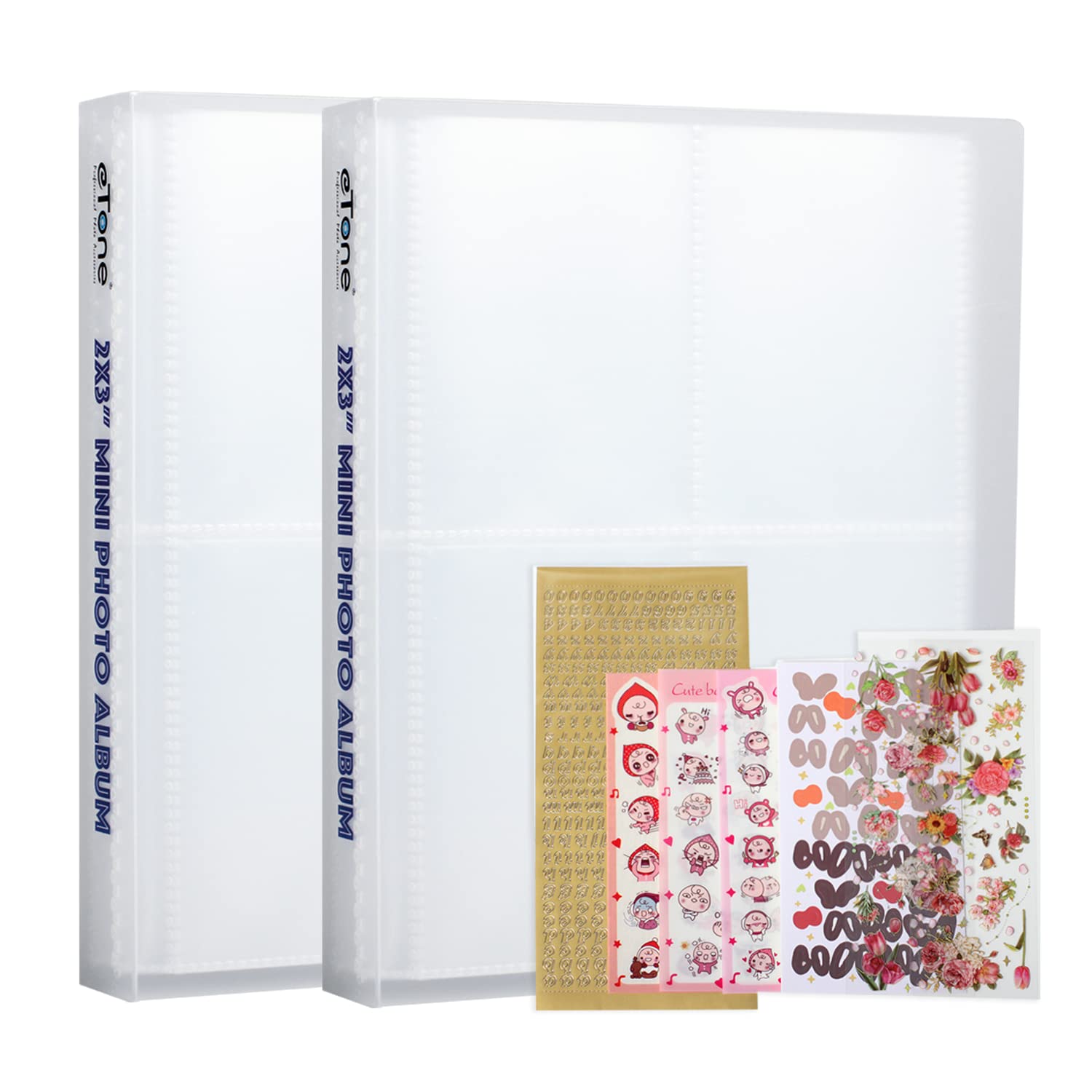 eTone 2 Pack 320 Pockets Mini Photo Album 2x3 Inch Pictures for Fujifilm Instax Mini 7s 8 9 11 25 26 40 50s 70 90 Instant Camera,Polaroid Snap SnapTouch PIC-300 Z2300(Transparent Cover)