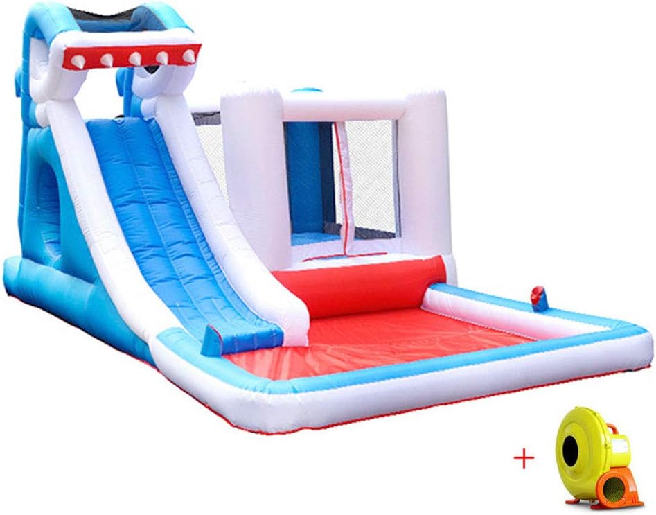Shark Inflatable Bouncy Castle Trampoline for Kids with Electric Fan Activity Play Center House Jumper Water Slide Garden for Outdoor Indoor Oxford Cloth Material 480 * 280 * 225CM