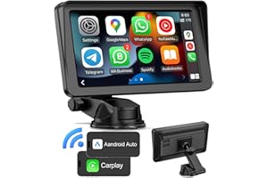 HEI LIANG 7" HD Double Din Car Stereo, Portable Wireless Apple Carplay & Android Auto with Voice Control, IPS Touch Screen Stereo with Bluetooth, Multimedia Player, Car Audio with Mirror Link/AUX/FM