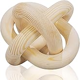 EMINGSKY 3-Link Wood Knot Chain Link Coffee Table Decor Boho Natural Wooden Knot Hand Carved Decorative for Modern Farmhouse Home Living Room Bedroom Shelf Decoration (Natural)