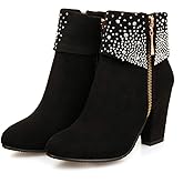 NUANXIN Fashionable water drill frosted thick heel short boots