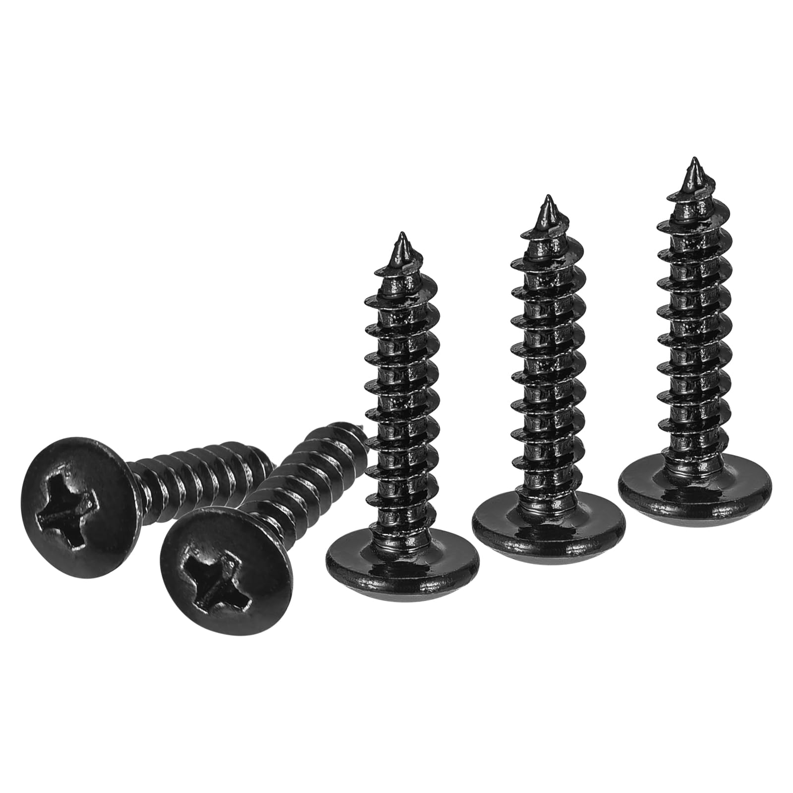 DTGN M4x20 Sheet Metal Screws - 125 Pack - for Wood, Furniture - Carbon Steel Phillips Truss Head Self Tapping Tip Wood Screws - Black