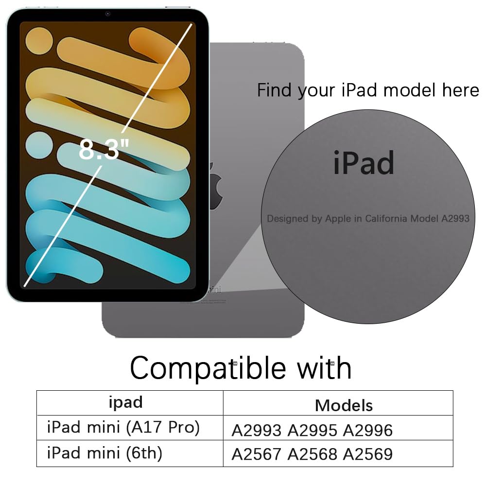 Telaso for iPad mini 7 A17 Pro 2024/iPad Mini 6 2021 8.3 Inch iPad mini 7th/6th Gen Magnetic Case, Translucent Matte Back Soft TPU Bumper Military Grade Protective Case for iPad mini 7/Mini 6, Black