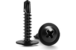 Sheet Metal Screws #8 x 3/4", 125pcs FIXLINK Phillips Modified Truss Head Self Tapping Screws for Metal, Self Drilling Screws, Black