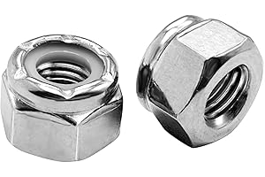 CARLWIN 50pcs 1/4-20 Nylon Insert Hex Lock Nuts, 304 Stainless Steel Locknuts, UNC Nuts Fasteners, 1/4"" Stainless Nuts with Nylon Insert for Secure Locking