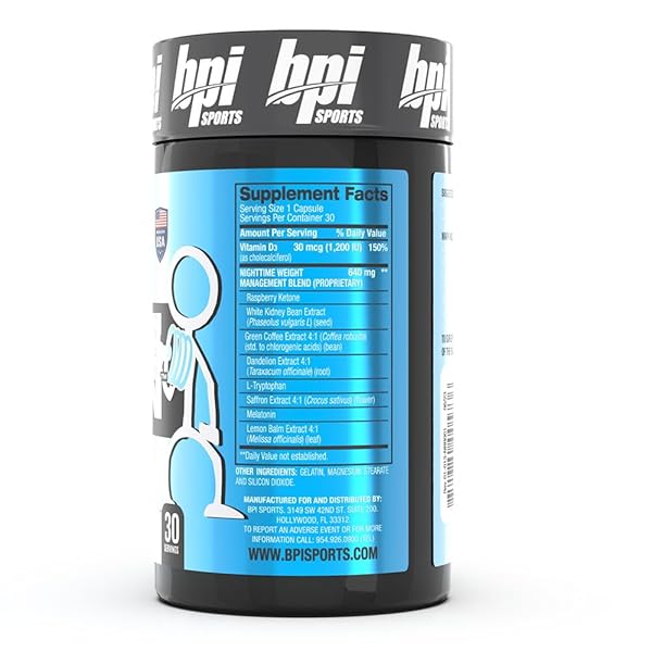 BPI SPORTS NITE BURN – NIGHTTIME FAT BURNER & SLEEP SUPPORT – KETO-FRIENDLY – WEIGHT LOSS, BURN FAT, RELAXATION, BOOST METABOLISM – 30 SERVINGS – 640MG, CAPSULE