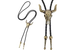 Emperoch Cow Skull Bolo Tie, Western Vintage Bronze Cowboy Tie, Adjustable Bolo Tie with 39 inch Faux Leather Rope, Bronze Co