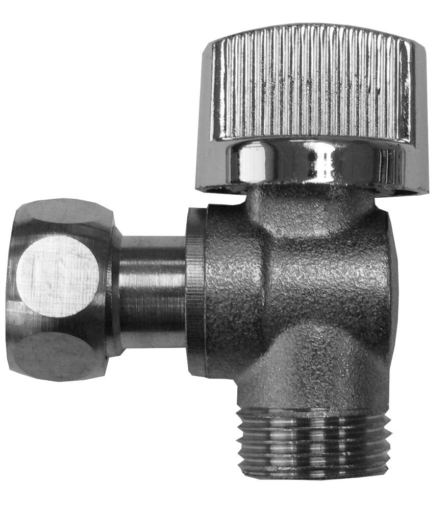 Regiplast S100 Flush Stopcock Angled Sphere 3/8 inch Chromed Brass
