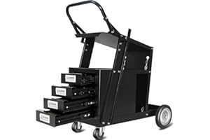 AQNIEGEP Welding Cart with Drawers Rolling Welding Cart for Tig Mig Welder and Plasma Cutter Upgrade Handles and Increase Storage Space Tank Storage