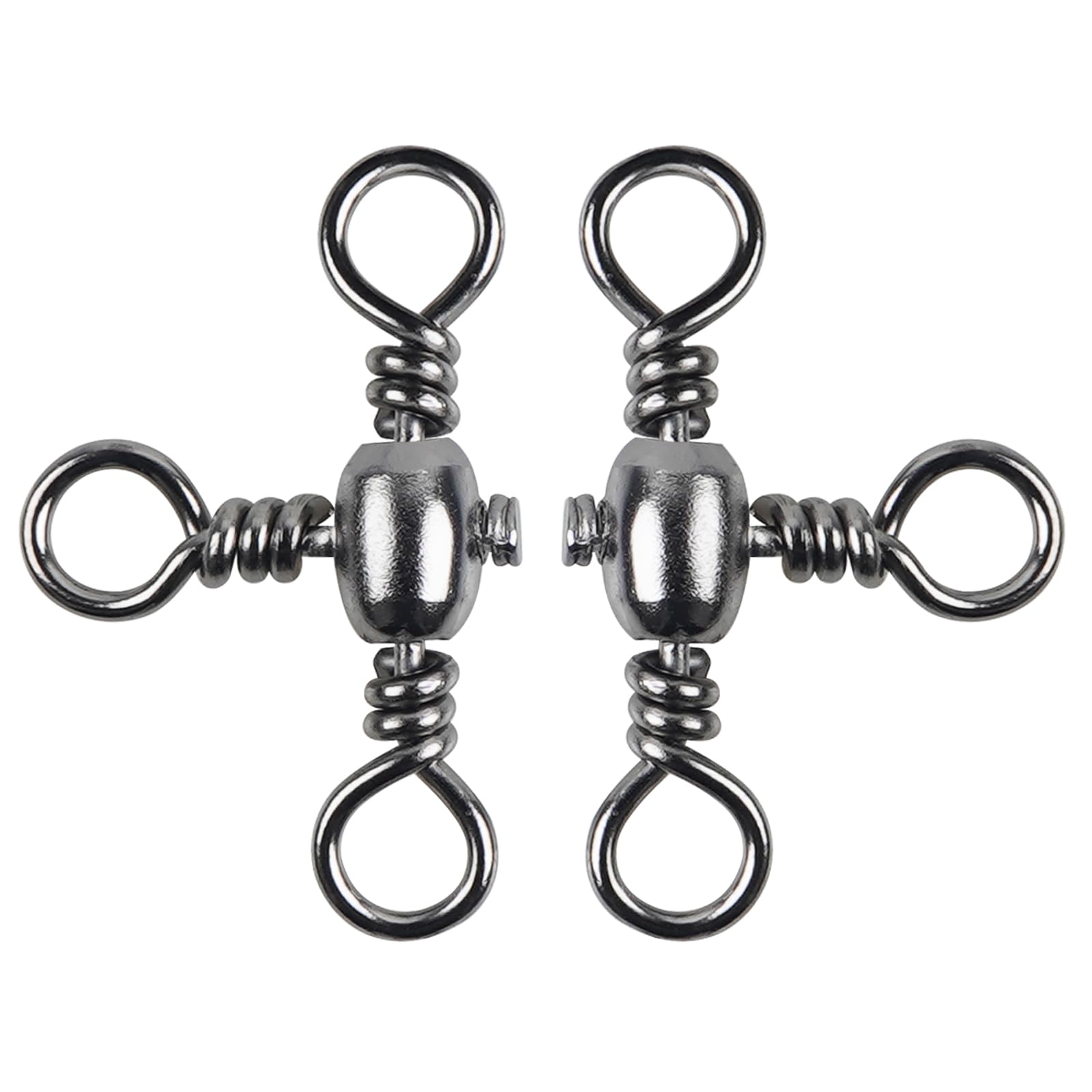 JSHANMEI 100Pcs/Lot Fishing Barrel 3 Way Swivels Crossline Rig Swivels Kit Fishing Lure Connector Fishing Tackle Set (10#)
