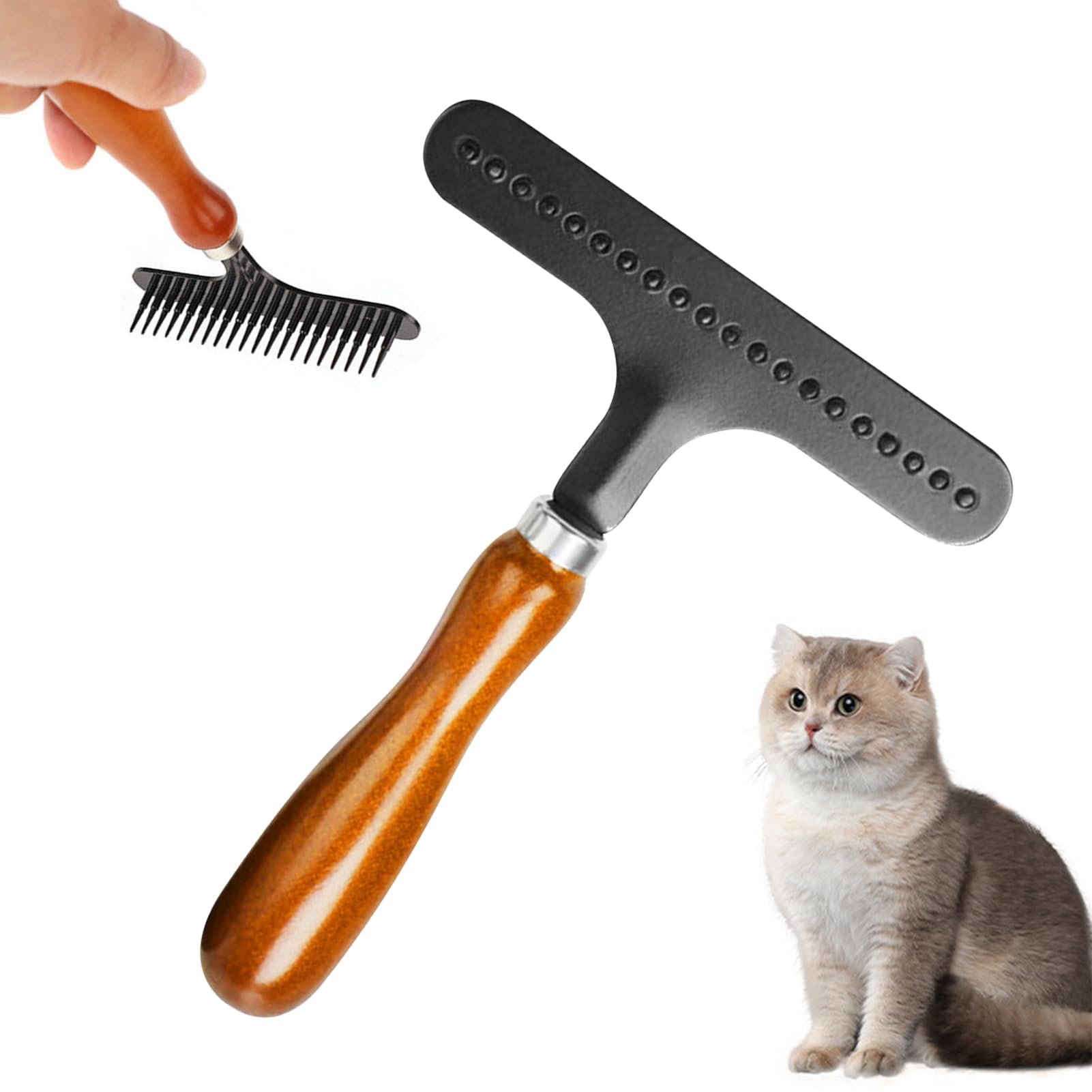 Hand Held Carpet Rake, Portable Rug Groomer, Dog Dematting Brush Comb for Matted Shag Carpets - Makes Rugs Fluffy Again, Cleans Hair, Restores Softness