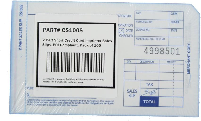 Amazon.com : 2 Part Short Credit Card Imprinter Sales Slips, Pack of