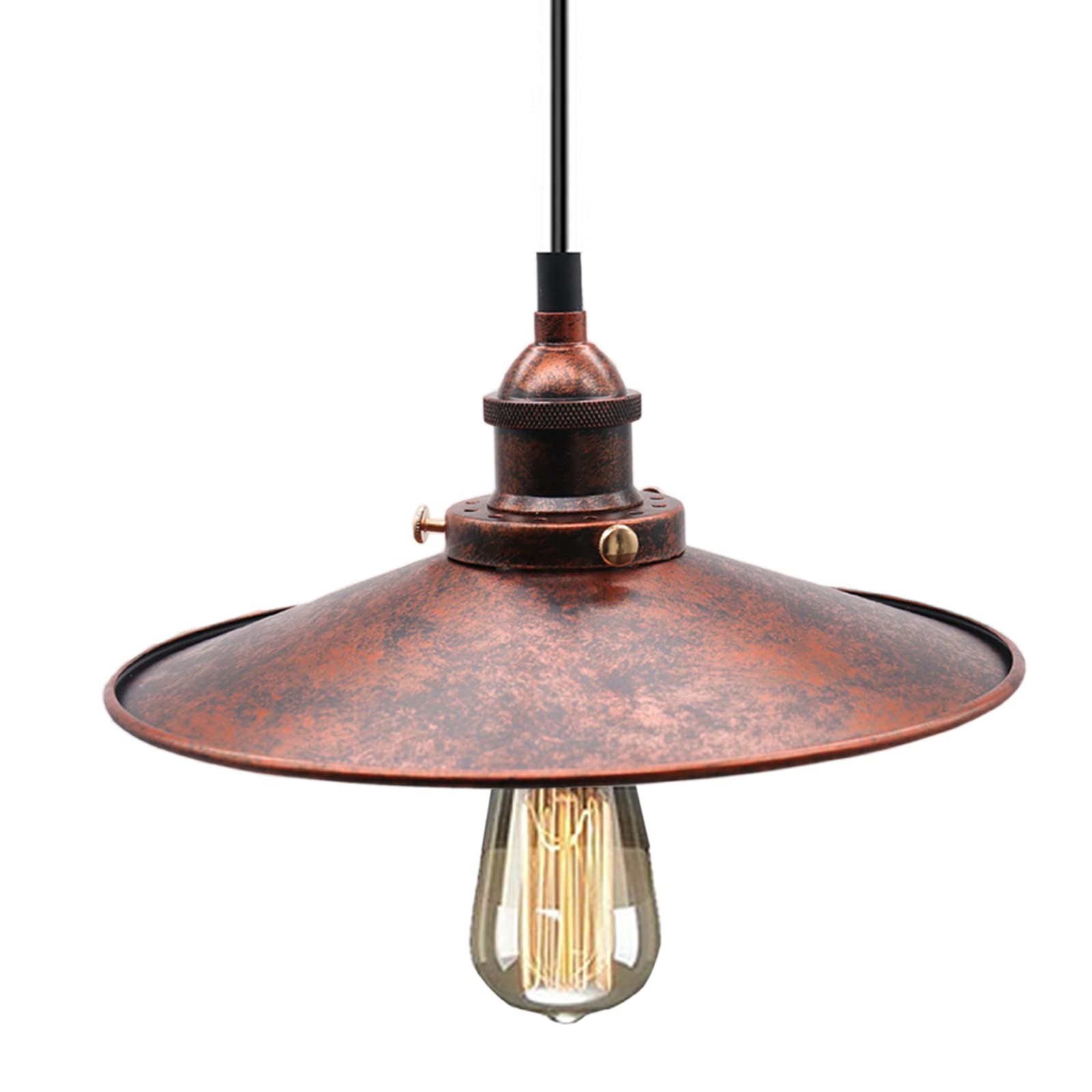 HTRUIYATY Vintage Industrial Pendant Lighting Ceiling Retro Pendant Lampshade Adjustable Hanging Lights Fitting for Kitchen, Dining Room (Rust)