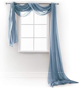 MEMIAS Window Sheer Elegant Voile Curtain Scarf for Home, Birthday Party, Wedding Decoration, 1 Panel 54" W x 216" L, Quite Blue