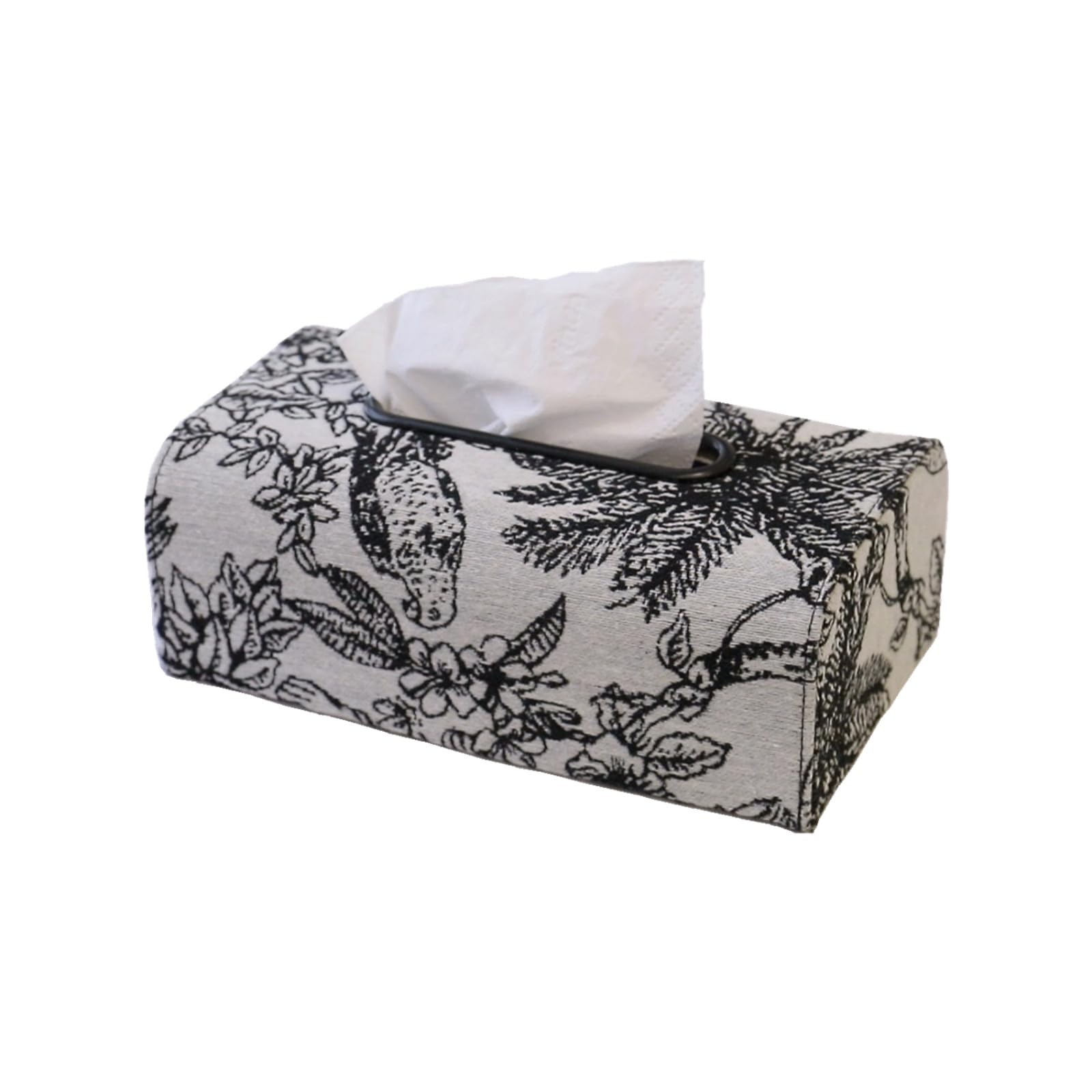 SLHEQING Tissue Box Holder, Rectangular Tissue Box Cover Vintage Black Jacquard Weave Tissue Dispenser Boxes for Dresser, Dining Room, Bedroom, Office, Hotel