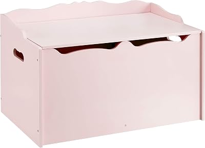 Amazon Basics Pink Wooden Toy Box with Safety Hinge, 76.2 x 40.64 x 46.99 cm